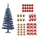 Arvore Natal 90cm 90 Galho Nevada Decorada Enfeite Sino Laço