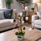 Arvore Osterbaum Verde Enfeite Páscoa Vaso Ovos Coelho 80cm