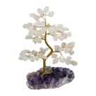 Árvore Pedra Quartzo Rosa, Base Drusa De Ametista - 16cm