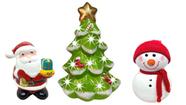 Arvore Porta Vela Papai Noel e Boneco de Neve Enfeite Natal