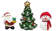 Arvore Porta Vela Papai Noel e Boneco de Neve Natal 3 peças