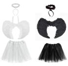 Asa de Anjo Aureola Saia Infantil Branco ou Preto Fantasias