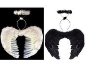 Asa de Anjo e Aureola Infantil Branco ou Preto Fantasias Asa de Anjo e Aureola Infantil Branco ou Preto Fantasias