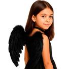 Asa Preta Halloween Infantil Fantasia Anjo Anjinho Bruxa Má de Luxo com Penas Realista Grande 55 cm