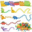 Asodsway Strengthen Dinosaur Card C-Clips Hooks, elos de corrente de plástico com cadarço, jogo de festa de volta às aulas, adequado para o desenvolvimento de brinquedos sensoriais para crianças, colorir, atividades do primeiro dia escolar
