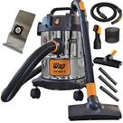 Aspirador de Pó e Água WAP GTW 12 Litros Barril Inox 1400W com Bocal de Sopro Rodas