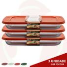 Assadeira 1,6L Retangular Vidro Temperado Pequeno Tampa Sortida 3UNID