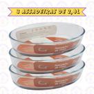 Assadeira 2,4L Oval Vidro Temperado Forno Cozinha Travessa 3UNI