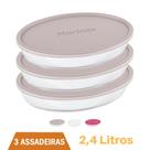 Assadeira De Vidro C/ Tampa Assados e Doces 2,4L Marinex 3Un