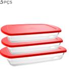 Assadeira de Vidro Forma Torta Forno 3un com Tampa Plastica