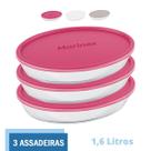 Assadeira de Vidro Temperado Com Tampa 1,6L Marinex - 3 Un Assadeira de Vidro Temperado Com Tampa 1,6L Marinex - 3 Un