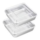 Assadeira E-far em aço inoxidável 20x20cm com tampa, conjunto de 2