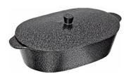 Assadeira Fundida Oval Kraqueada Com Tampa 4 Litros