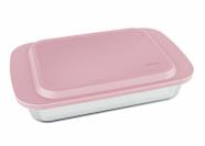 Assadeira Lasanheira De Vidro Com Tampa Rosa 3,7Lt - Élpis Móveis