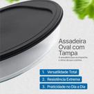 Assadeira Oval Com Tampa 4L Mor Para Fornos e Microondas