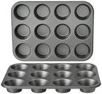 Assadeira para muffins Amazon Basics, antiaderente, redonda, 12 xícaras x 2, cinza Assadeira para muffins Amazon Basics, antiaderente, redonda, 12 xícaras x 2, cinza