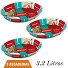 Assadeira Refratário Vidro 3,2L Marinex Assados Nadir - 3Un