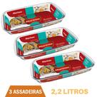Assadeira Retangular De Vidro 2,2L Refratário Marinex - 3Un