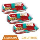 Assadeira Retangular De Vidro 2,9L Refratário Marinex - 3Un Assadeira Retangular De Vidro 2,9L Refratário Marinex - 3Un