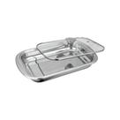 Assadeira Retangular Inox Tampa De Vidro 24cm-EM CASA TEM
