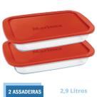 Assadeira Retangular Vidro C Tampa 2,9L Marinex Nadir - 2 Un