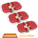 Assadeira Retangular Vidro C Tampa 3,5L Marinex Nadir - 3 Un