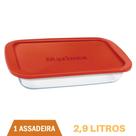 Assadeira Retangular Vidro Com Tampa 2,9L Refratário Marinex