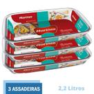 Assadeira Retangular Vidro Torta Doces 2,2L Marinex - 3 Un