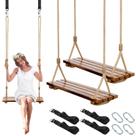 Assento giratório de madeira Hollowfly carbonized Hanging Wood Tree Swing