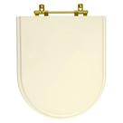 Assento Sanitario Carrara Creme Para Vaso Deca Com Ferragem Dourada