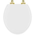 Assento Sanitário com Amortecedor Atlantis Branco para vaso Hervy com Ferragem Dourada