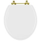 Assento Sanitario Convencional Branco Para Vaso Oval Universal Com Ferragem Dourada