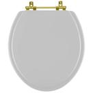 Assento Sanitário Convencional Oval Sterling Silver para vaso Ideal Standard com Ferragem Dourada