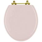 Assento Sanitário Convencional Oval Universal Salmão com Ferragem Dourada Assento Sanitário Convencional Oval Universal Salmão com Ferragem Dourada