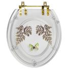 Assento Sanitário Decorado Oval Convencional Transparente Com Borboleta Verde para todas as marcas Com Ferragem Dourada Assento Sanitário Decorado Oval Convencional Transparente Com Borboleta Verde para todas as marcas Com Ferragem Dourada
