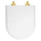 Assento Sanitário MDF Soft Close Nuova Branco para Vaso Deca com Ferragem Dourada