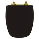 Assento Sanitário Monte Carlo Ébano (Preto) Para Vaso Deca com Ferragem Dourada