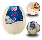 Assento Sanitário Oval Almofadado Prime Herc Bege Confortável Tampa Vaso Banheiro Universal Fácil Assento Sanitário Oval Almofadado Prime Herc Bege Confortável Tampa Vaso Banheiro Universal Fácil