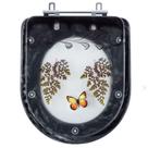Assento Sanitário Poliéster Decorado Borboleta Carrara Preto para Vaso Deca