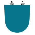 Assento Sanitário Poliéster Para Louça Riviera (Celite) Super Luxo Cromado (Reb. Oculto) Azul