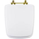 Assento Sanitário Poliéster Suite Branco Ferragem Dourada para vaso Incepa Assento Sanitário Poliéster Suite Branco Ferragem Dourada para vaso Incepa