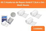 Atadura de Rayon Estéril 7,5cm x 5m kit com 3 unidades - Medi House