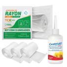 Atadura Rayon Bandagem 7,5cm x 5m 3 Unid + Oleo de Girassol