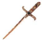 Athame Cobre Envelhecido 19 cm Pedras Pretas e Vermelhas