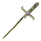 Athame Metal Dourado Envelhecido 19 cm Pedras Roxas