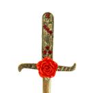 Athame Metal Dourado Envelhecido Rosa Vermelha 16,50 cm