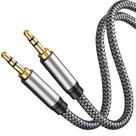 Aux Cable Tan QY Nylon trançado 3,5 mm macho para macho 12 m de prata