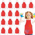 Aventais de arte infantis KUUQA Red, pacote com 16 para pintura de 3 a 5 anos