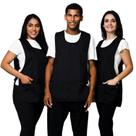 Avental Bata Oxford Com 2 Bolsos LojaLoja Liso Preto Frente e Costa