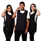 Avental Bata Preto Liso Oxford Com 2 Bolsos LojaLoja Frente e Costa